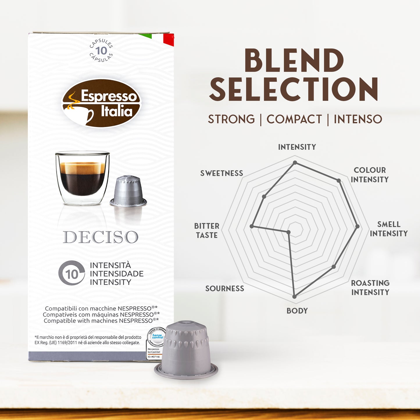 ESPRESSO ITALIA Espresso Compatible Pods - DECISO - Coffee capsules compatible with Nespresso Original Line