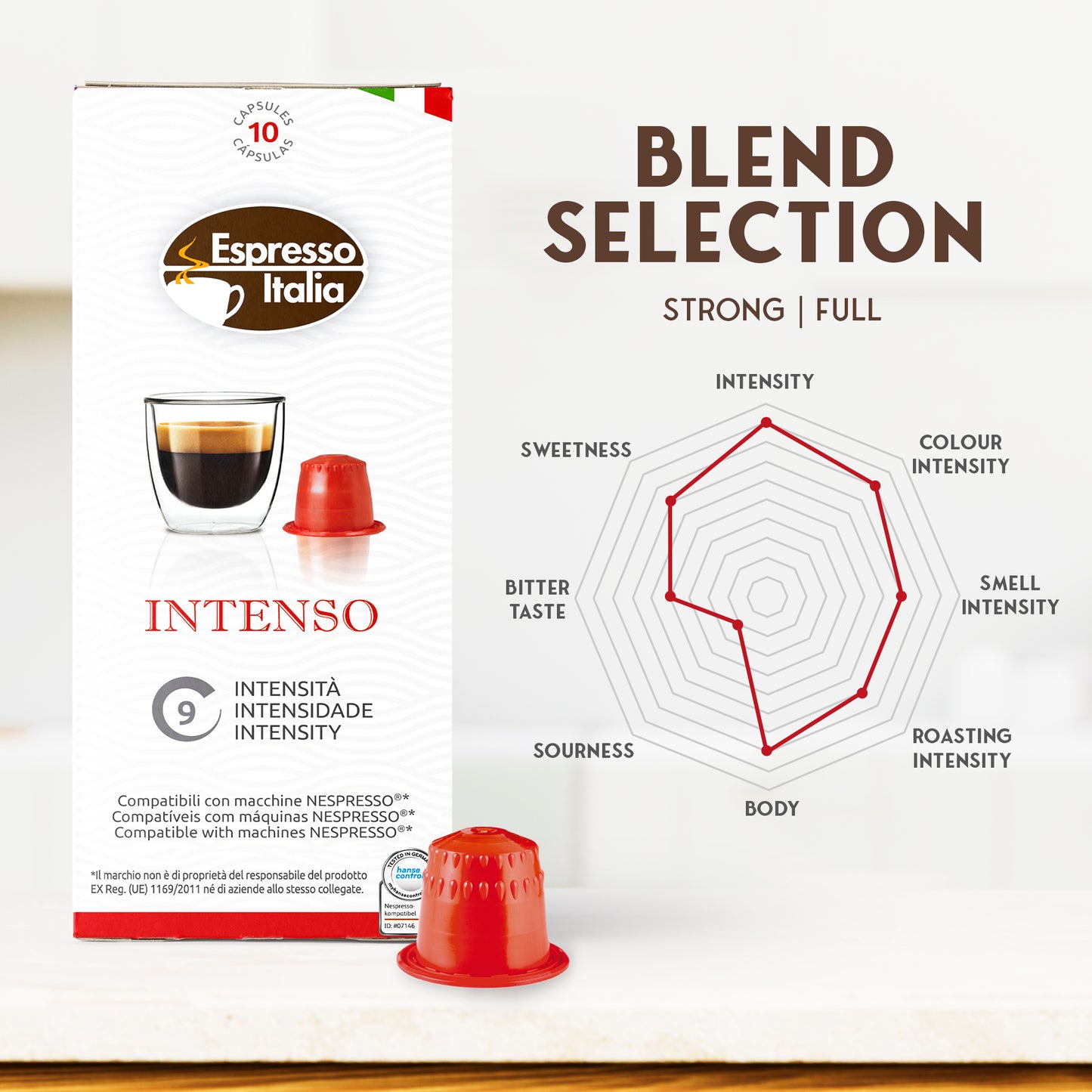 ESPRESSO ITALIA Espresso Compatible Pods - INTENSO - Coffee capsules compatible with Nespresso Original Line