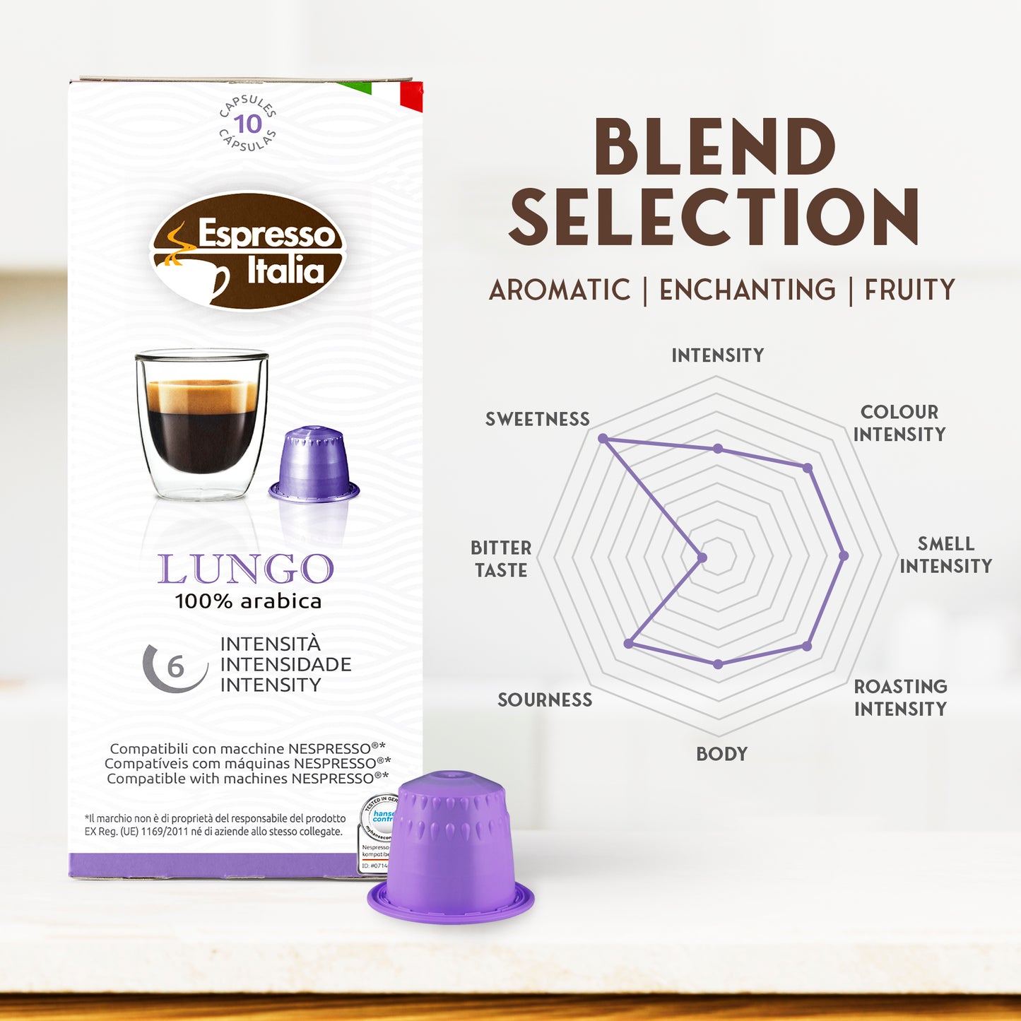 ESPRESSO ITALIA Espresso Compatible Pods - LUNGO - Coffee capsules compatible with Nespresso Original Line