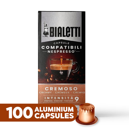 BIALETTI Espresso Compatible Pods - CREMOSO - Aluminium Coffee capsules compatible with Nespresso Original Line