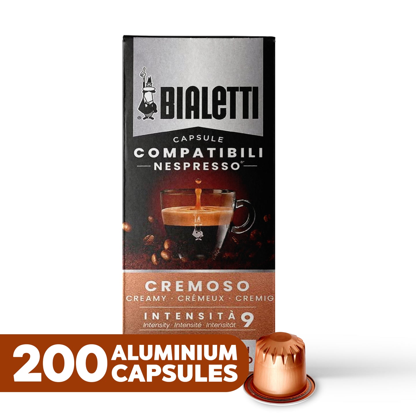 BIALETTI Espresso Compatible Pods - CREMOSO - Aluminium Coffee capsules compatible with Nespresso Original Line