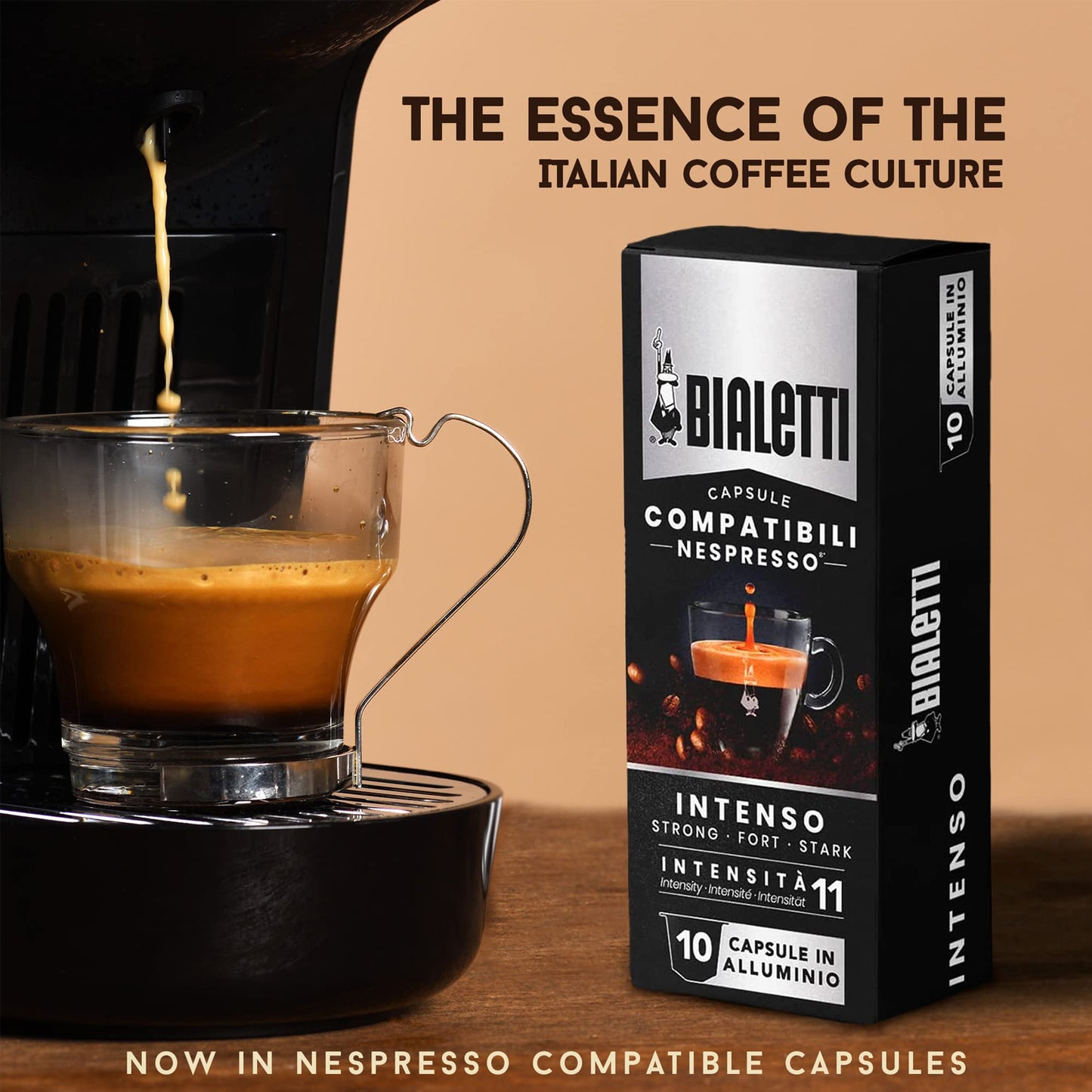 BIALETTI Espresso Compatible Pods - INTENSO- Aluminium Coffee capsules compatible with Nespresso Original Line