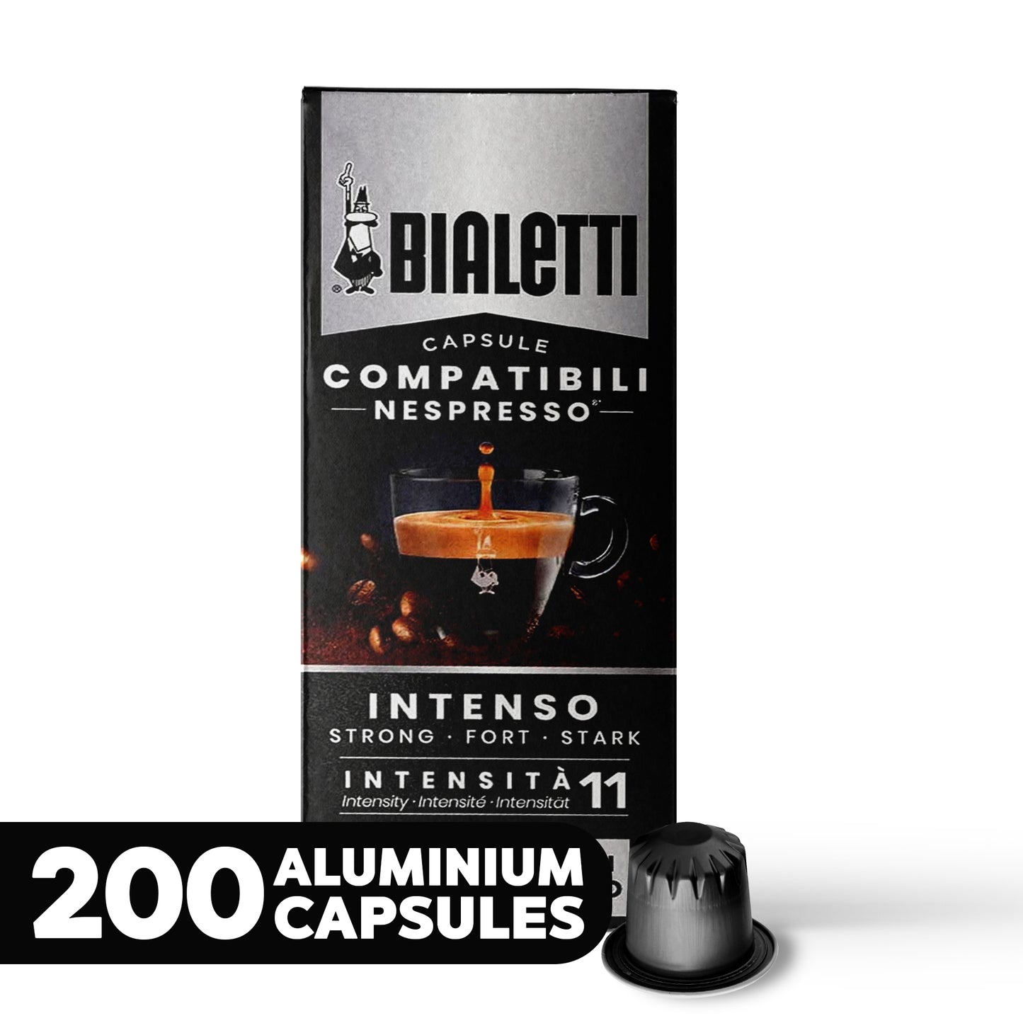 BIALETTI Espresso Compatible Pods - INTENSO- Aluminium Coffee capsules compatible with Nespresso Original Line