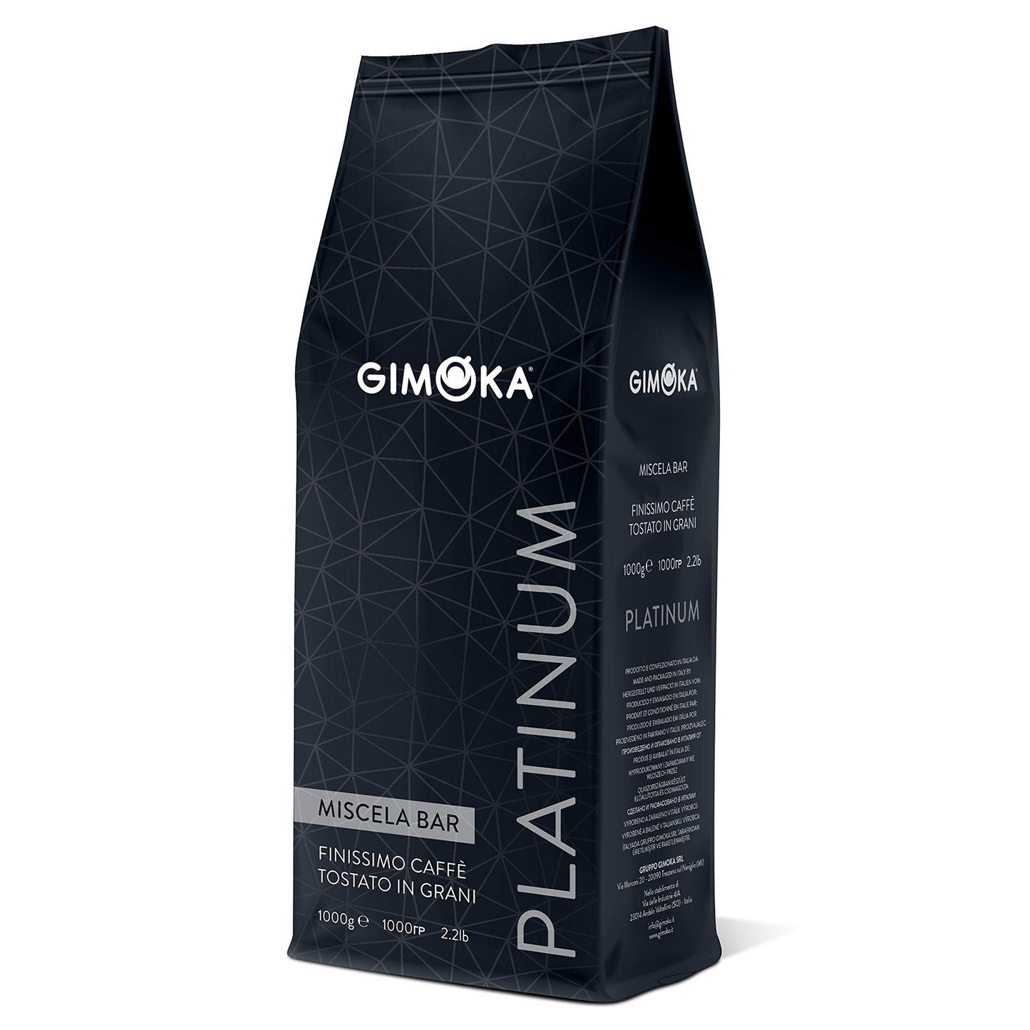 Gimoka Whole Bean Coffee - Platium Coffee Beans - Premium Italian Espresso Coffee Dark Roast, 6 x 2.2 Lb