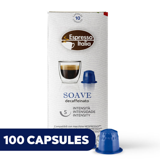 ESPRESSO ITALIA Espresso Compatible Pods - SOAVE DECAFFEINATE -  Coffee capsules compatible with Nespresso Original Line