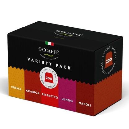 O'CCAFFÈ Espresso Compatible Pods - 200 Ct VARIETY PACK - Coffee capsules compatible with Nespresso Original Line