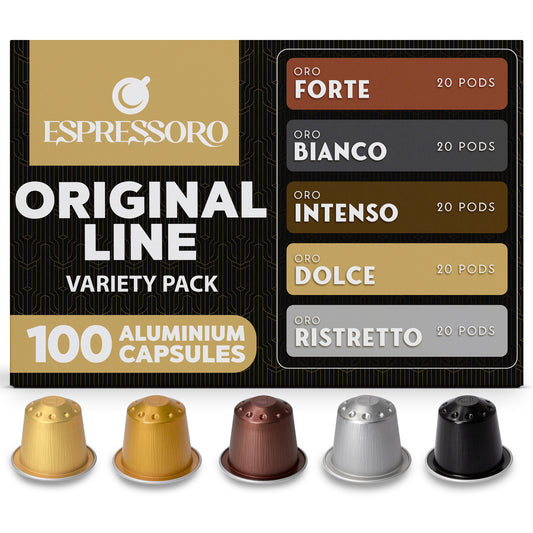 ESPRESSORO USDA Organic Espresso Compatible Pods - VARIETY PACK - Aluminium Coffee capsules compatible with Nespresso Original Line