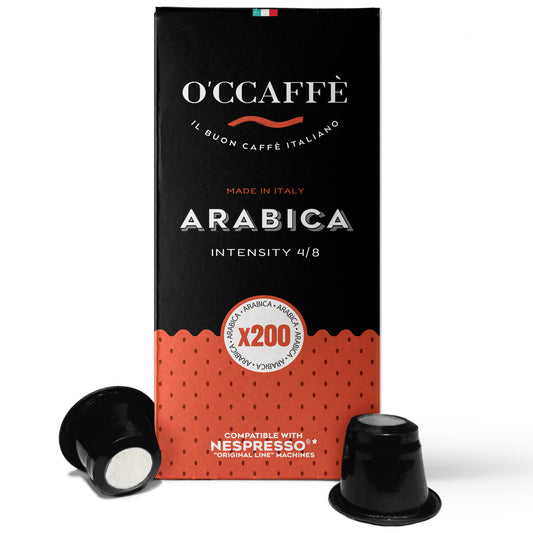O'CCAFFÈ Espresso Compatible Pods - 200 Ct ARABICA - Coffee capsules compatible with Nespresso Original Line