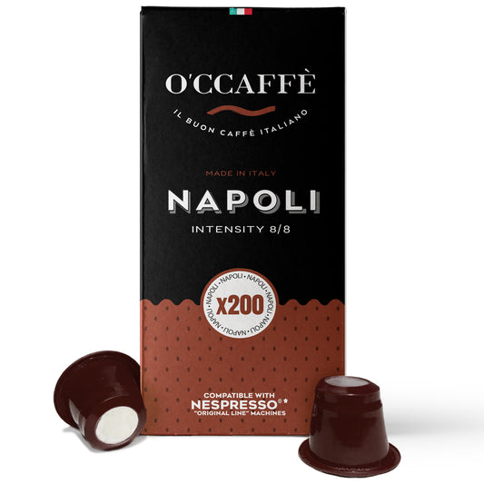 O'CCAFFÈ Espresso Compatible Pods - 200 Ct NAPOLI - Coffee capsules compatible with Nespresso Original Line
