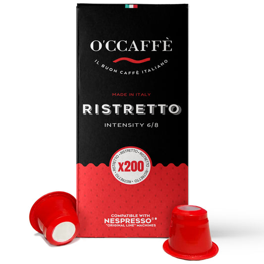 O'CCAFFÈ Espresso Compatible Pods - 200 Ct RISTRETTO - Coffee capsules compatible with Nespresso Original Line