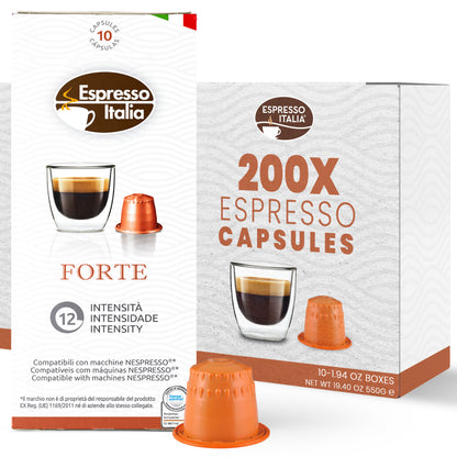 Espresso Italia Nespresso Compatible Capsules - Forte Blend, 100 Coffee Pods, Compatible with Nespresso Machines