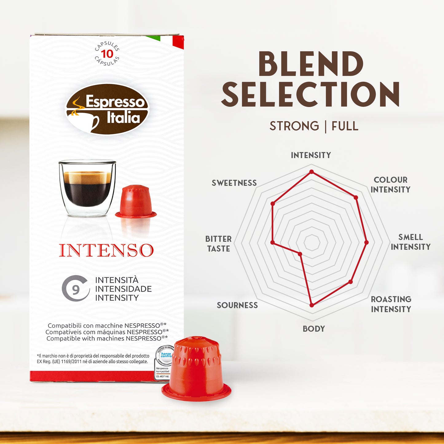 Espresso Italia Nespresso Compatible Capsules - Intenso Blend, 100 Coffee Pods, Compatible with Nespresso Machines