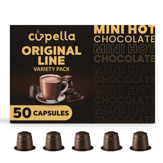 Cupella 50 Capsules Hot Chocolate Pods - Compatible with Nespresso, Italian Hot Chocolate Pods