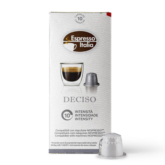 Espresso Italia Nespresso Compatible Capsules - Deciso Blend, 100 Espresso Coffee Pods, Compatible with Nespresso Machines