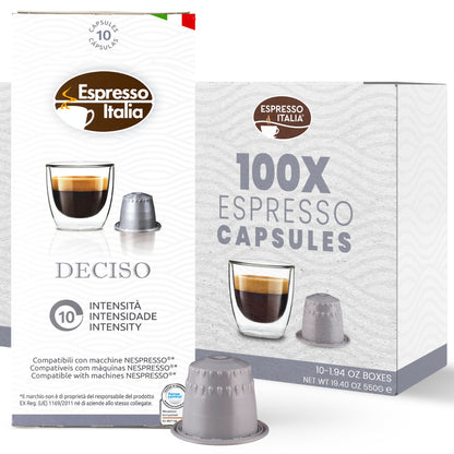 ESPRESSO ITALIA Espresso Compatible Pods - 100 Ct DECISO -  Coffee capsules compatible with Nespresso Original Line