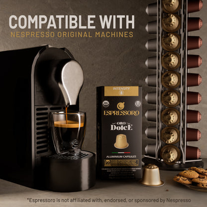 ESPRESSORO USDA Organic Espresso Compatible Pods - 200 Ct ORO DOLCE - Aluminium Coffee capsules compatible with Nespresso Original Line