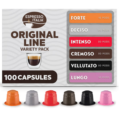 ESPRESSO ITALIA Espresso Compatible Pods - VARIETY PACK - Coffee capsules compatible with Nespresso Original Line