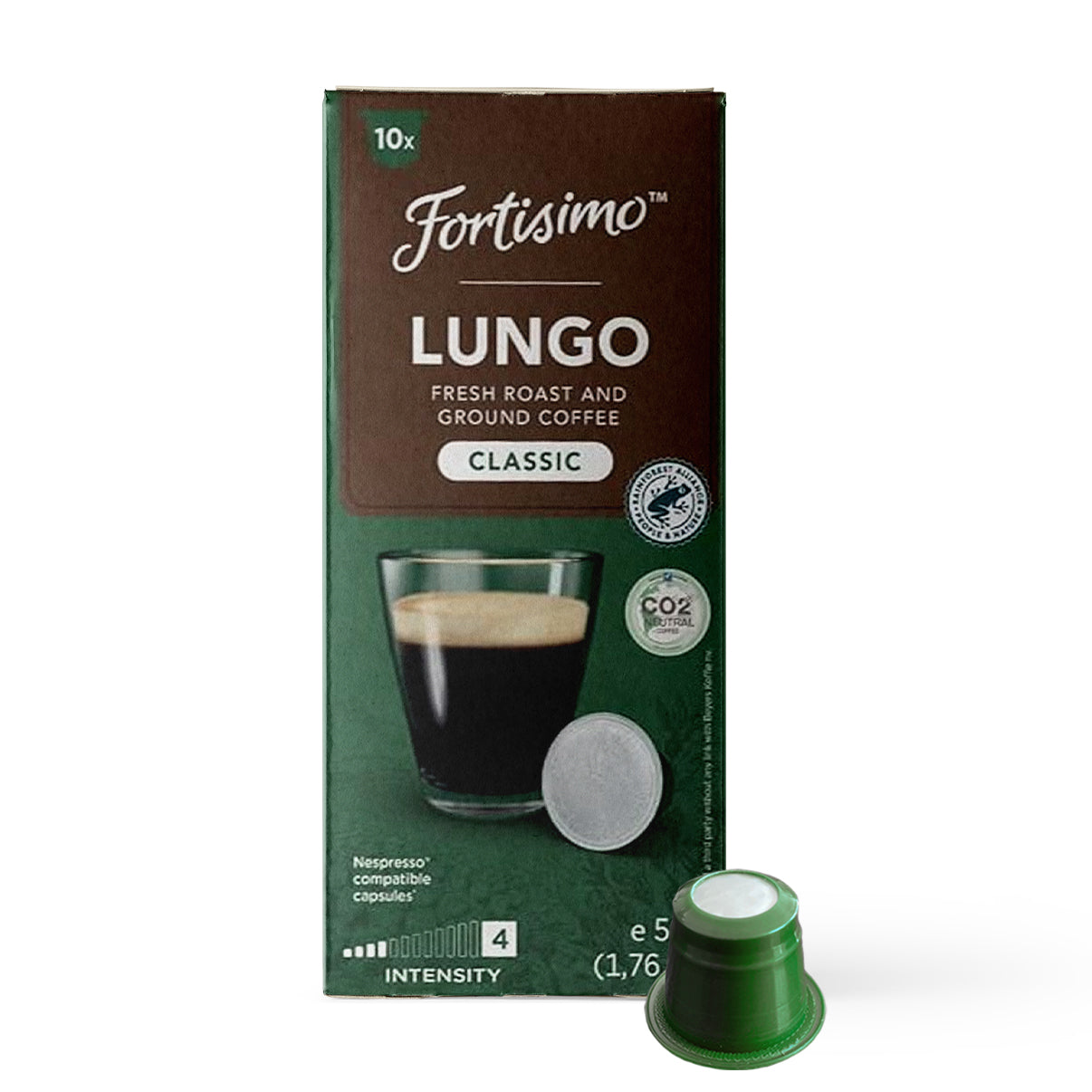 FORTISIMO Espresso Compatible Pods - 200 Ct LUNGO CLASSICO - Coffee capsules compatible with Nespresso Original Line