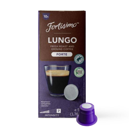 FORTISIMO Espresso Compatible Pods - 200 Ct LUNGO FORTE - Coffee capsules compatible with Nespresso Original Line