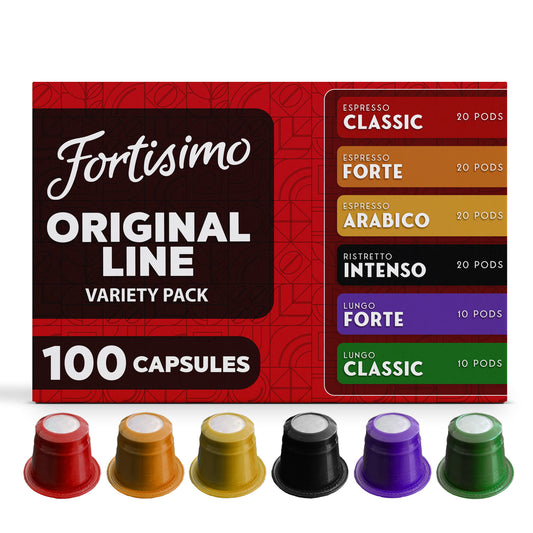FORTISIMO Espresso Compatible Pods - 100 Ct VARIETY PACK - Coffee capsules compatible with Nespresso Original Line
