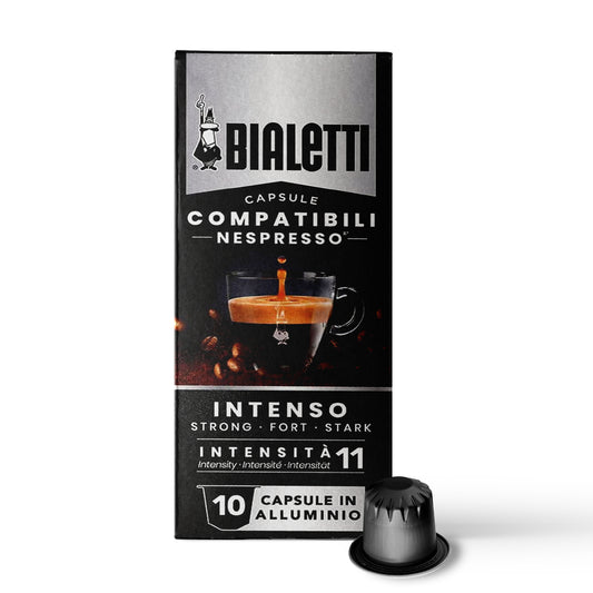 BIALETTI Espresso Compatible Pods - 100 Ct INTENSO- Aluminium Coffee capsules compatible with Nespresso Original Line