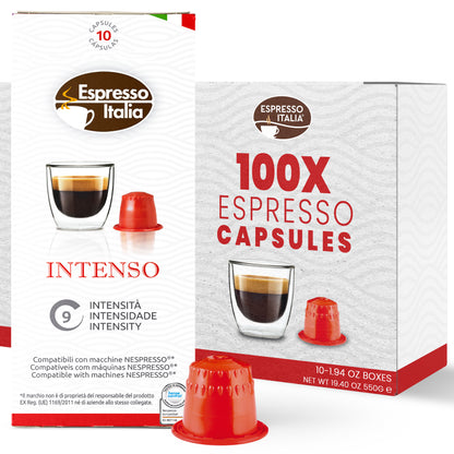 ESPRESSO ITALIA Espresso Compatible Pods - 100 Ct INTENSO -  Coffee capsules compatible with Nespresso Original Line