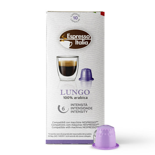 ESPRESSO ITALIA Espresso Compatible Pods - 100 Ct LUNGO -  Coffee capsules compatible with Nespresso Original Line