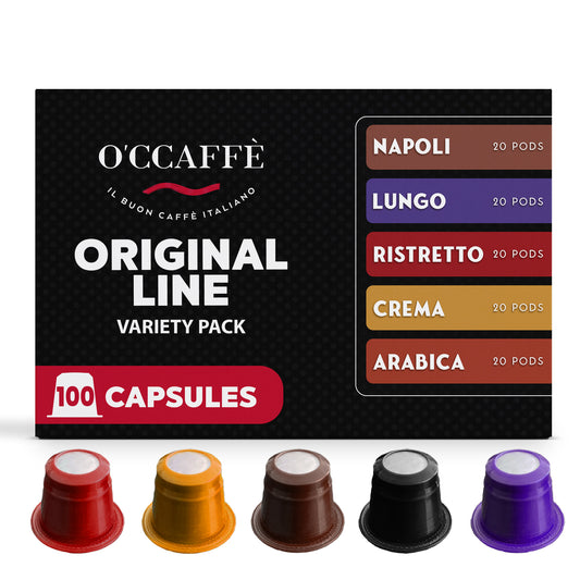 O'CCAFFÈ Espresso Compatible Pods - 100 Ct VARIETY PACK - Coffee capsules compatible with Nespresso Original Line