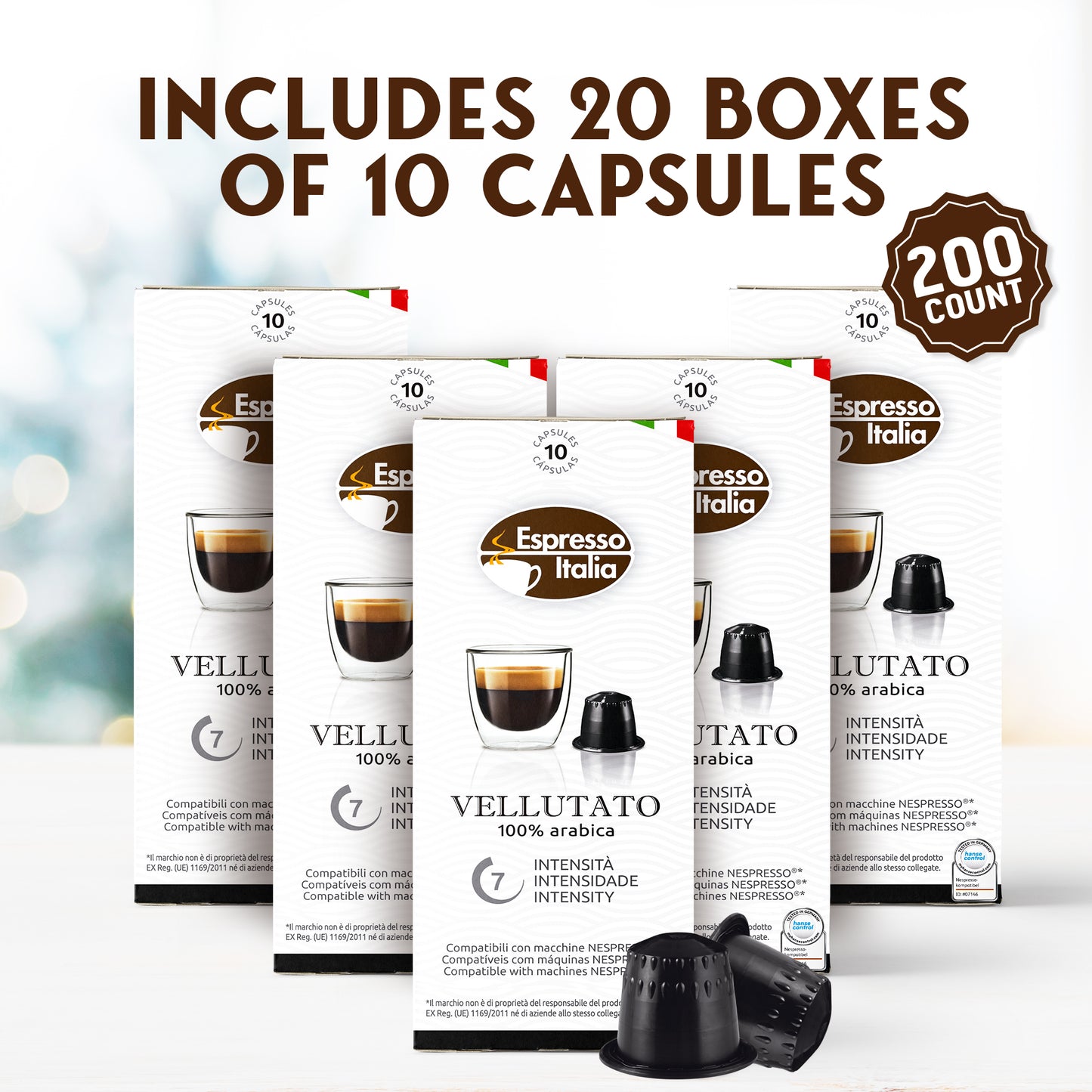 ESPRESSO ITALIA Espresso Compatible Pods - VELLUATO - Coffee capsules compatible with Nespresso Original Line