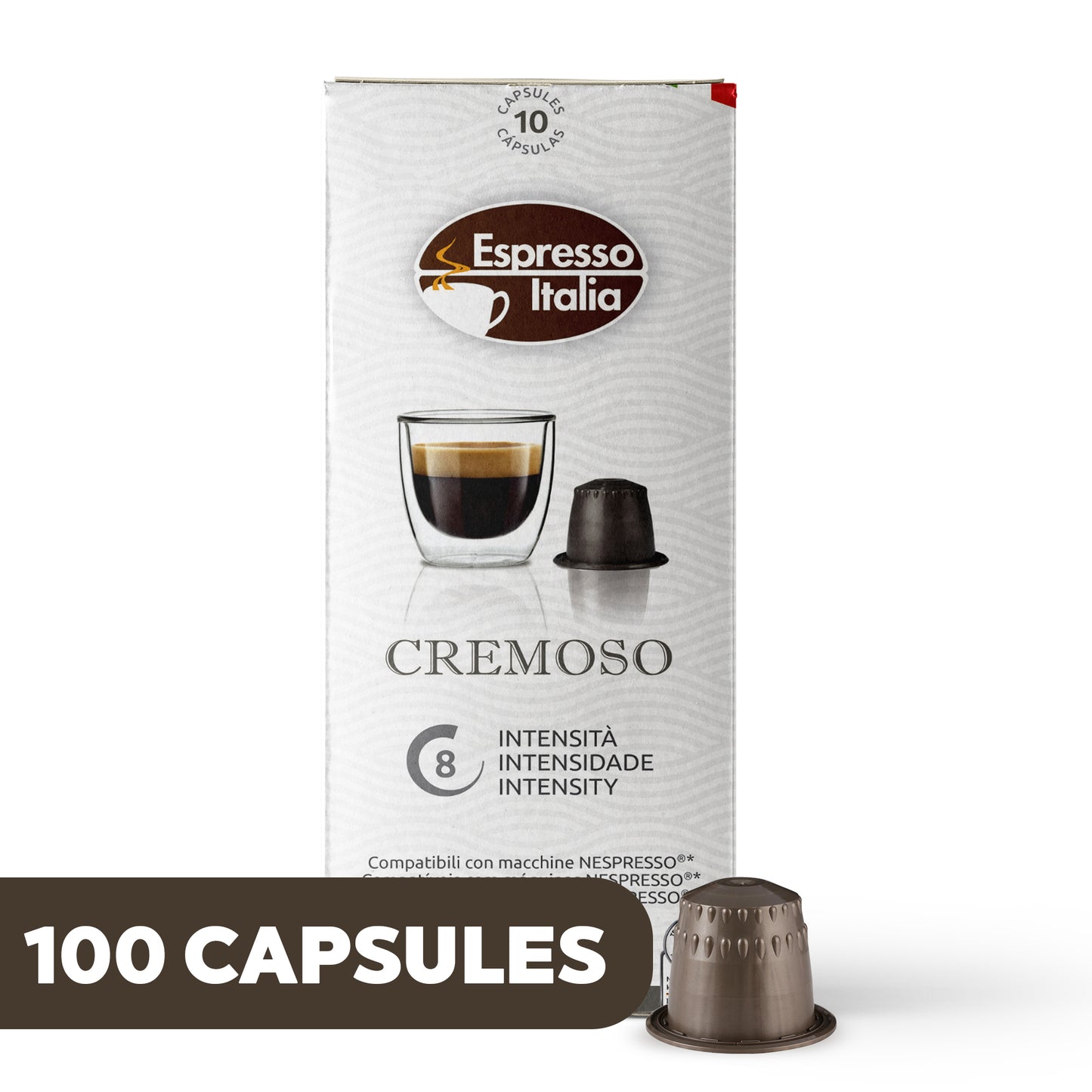 ESPRESSO ITALIA Espresso Compatible Pods - 100 Ct CREMOSO -  Coffee capsules compatible with Nespresso Original Line