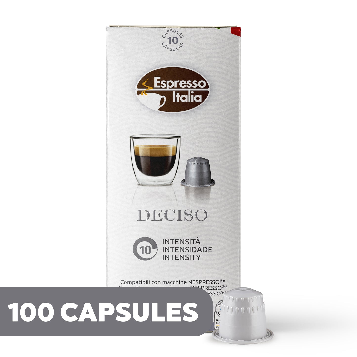 ESPRESSO ITALIA Espresso Compatible Pods - 100 Ct DECISO -  Coffee capsules compatible with Nespresso Original Line