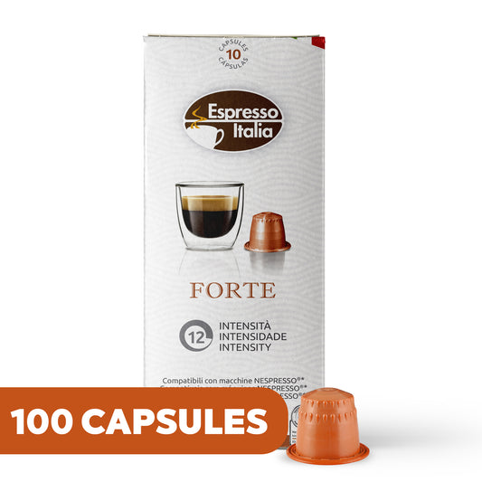 ESPRESSO ITALIA Espresso Compatible Pods - 100 Ct FORTE -  Coffee capsules compatible with Nespresso Original Line