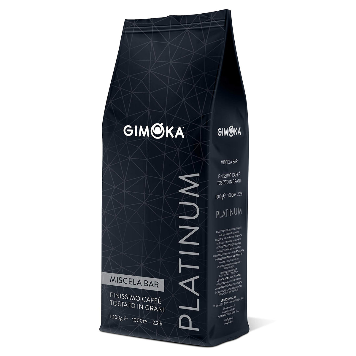 Gimoka Platinum Whole Bean Coffee - Premium Italian Espresso Dark Roast - 12 x 2.2 lb (1 kg) Bags