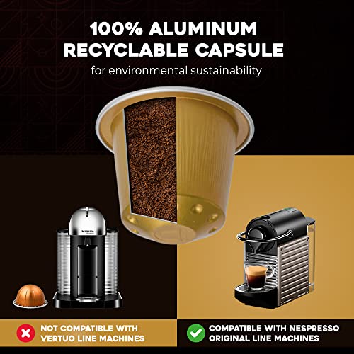 ESPRESSORO Organic Aluminum Nespresso Compatible Capsules -100 Count ORO INTENSO blend- Capsules compatible with Nespresso Original line machines Organic Italian Coffee