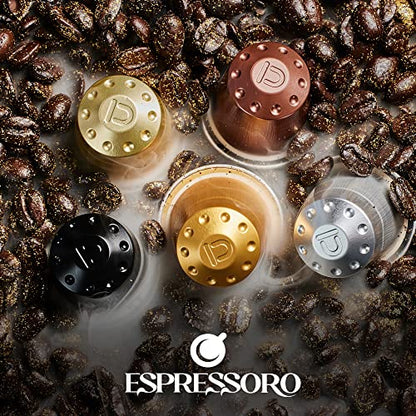 Espressoro Organic Aluminum Nespresso Compatible Capsules - Oro Ristretto Blend, 100 Coffee Pods, Compatible with Nespresso Machines, Generic Nespresso Pods