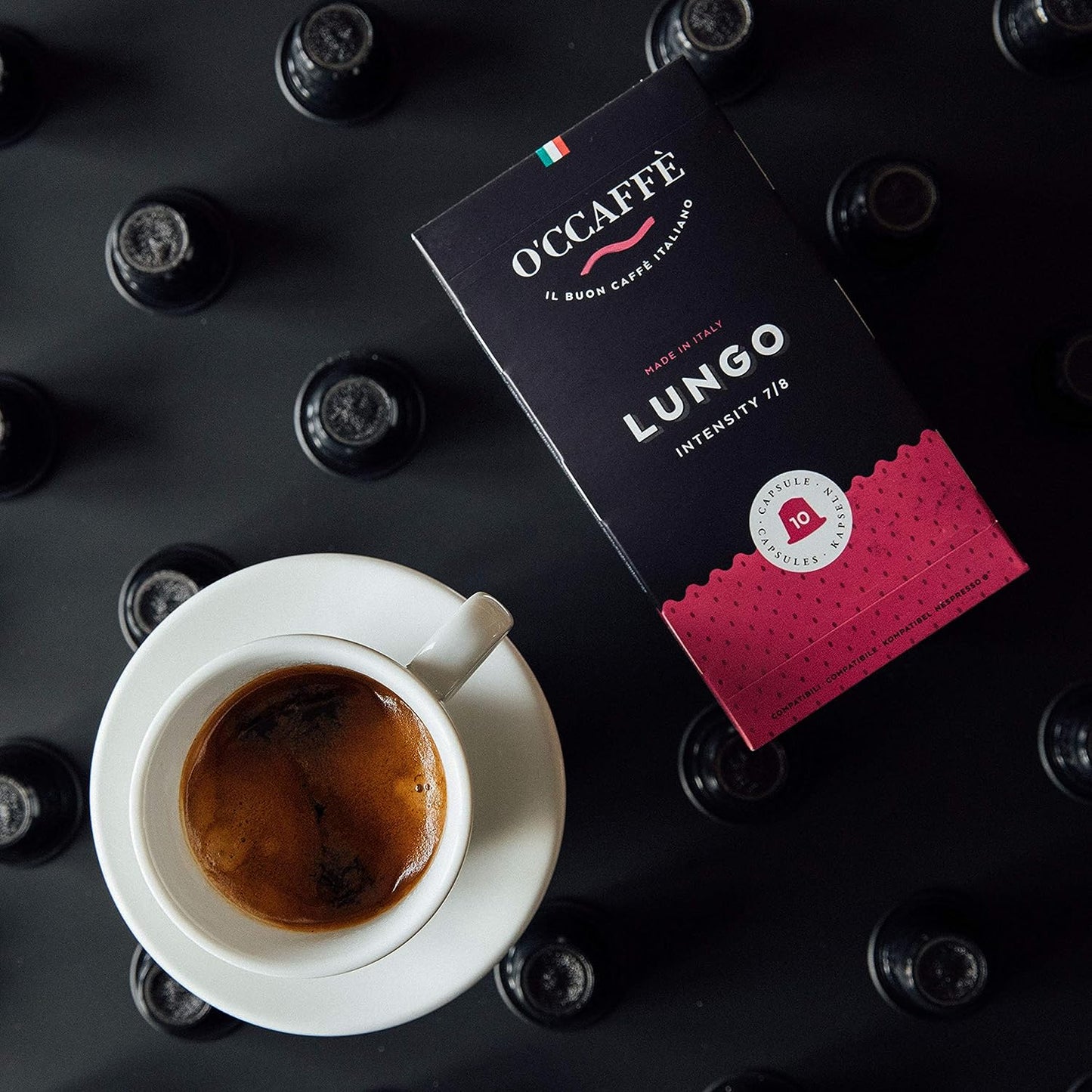 O'CCAFFÈ  Nespresso compatible capsules - 100 count LUNGO Blend - Espresso Coffee Pods Compatible With Nespresso Machines