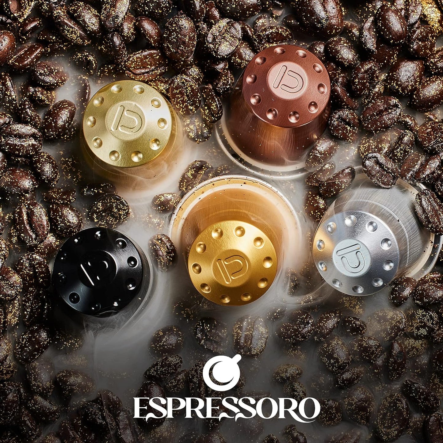 ESPRESSORO Organic Aluminum Nespresso Compatible Capsules -100 Count ORO BIANCO blend- Capsules compatible with Nespresso Original line machines Organic Italian Coffee